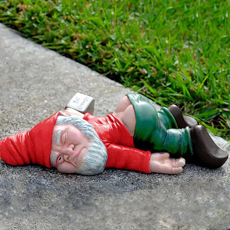 Funny Drunk Dwarf Garden Gnome Statues Yard Lawn Decoration Garden Gnome Ornament