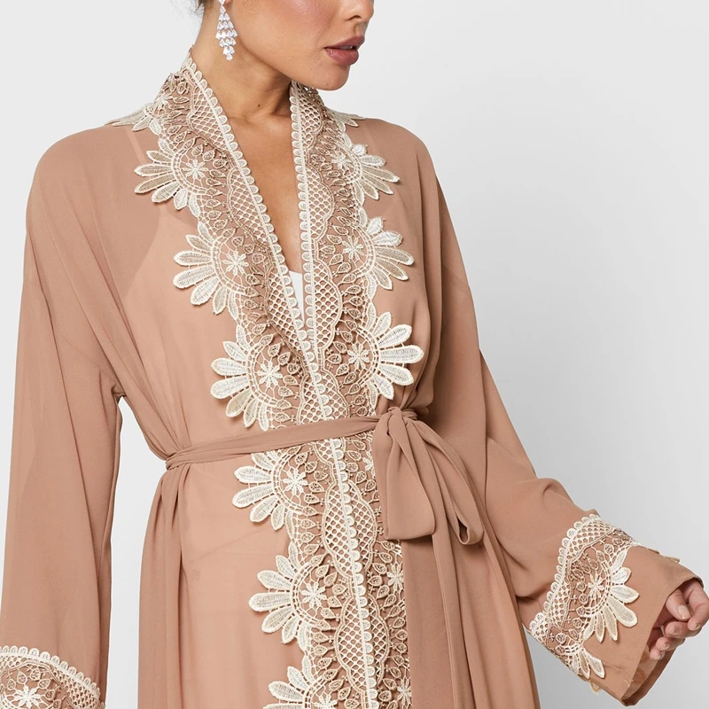 OEM custom design high quality ladies open abaya dubai pink fashion turkish robe embroidery abaya women muslim dress