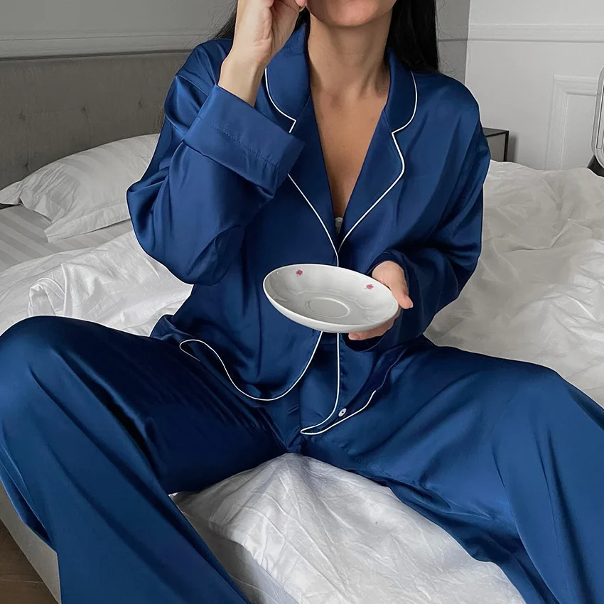 Tao Yao Yao Custom Logo Long Sleeve Home Wear V-neck Lounge Leisure Wear Pajamas for Women