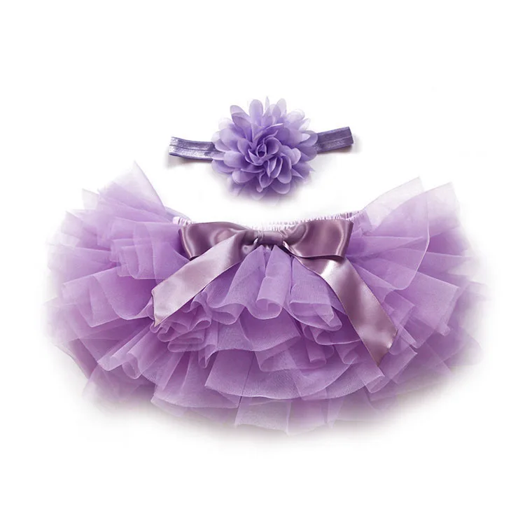 
New arrival mauve gauze fluffy soft baby purple two piece skirt set 