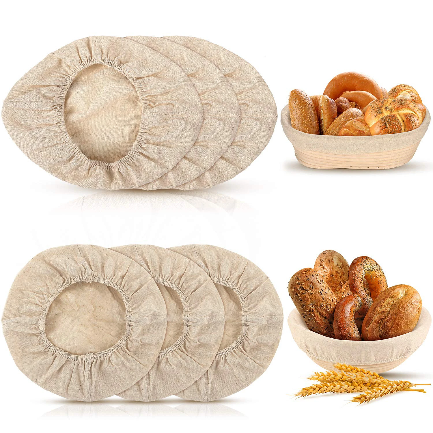 XL Round Oval Bread Proofing Basket Cloth Liner Rattan Baking Dough Basket Cover Natural Rattan Banneton Proofing Cloth
