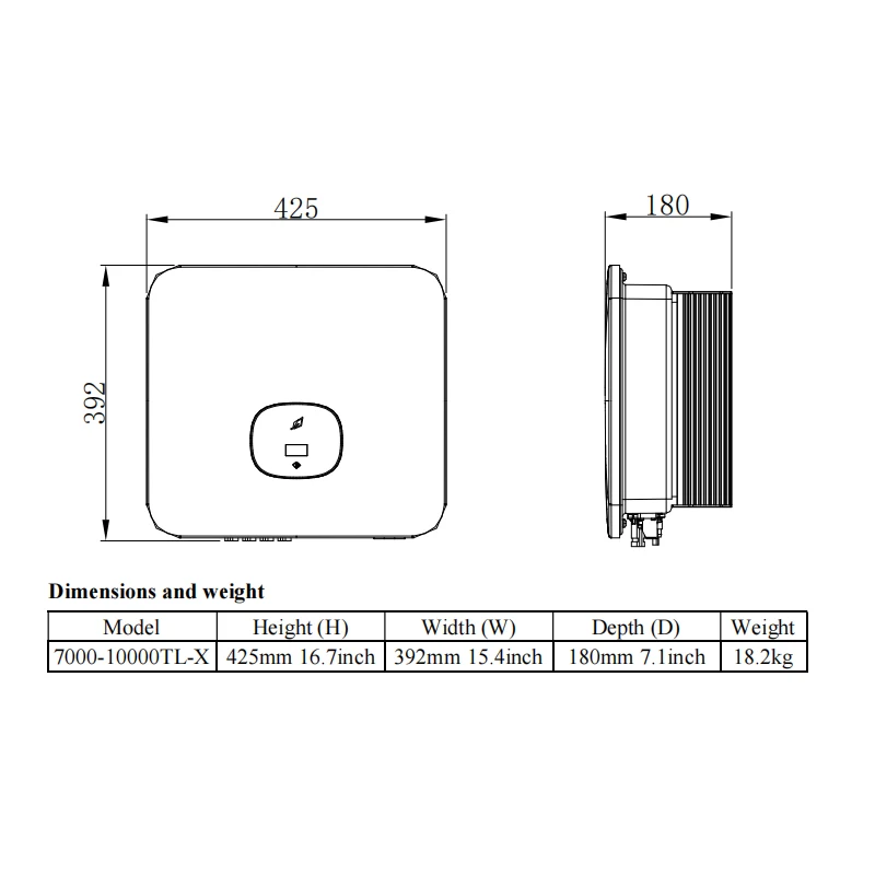 Growatt MIN 7000~10000 TL-X DC/AC Inverters 7KW 8KW 9KW 10KW On Grid Solar Inverter