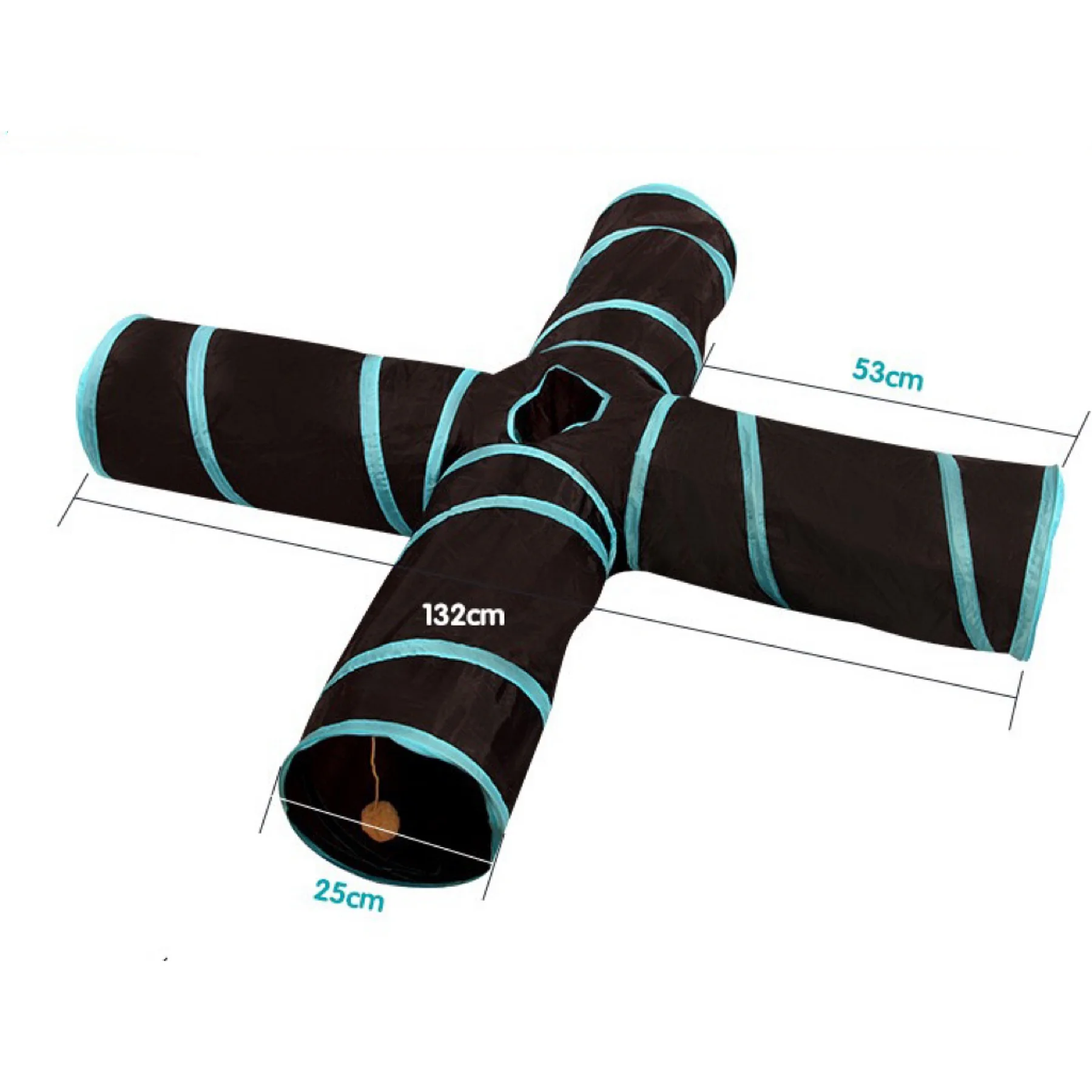 Cat Ringing Paper Four-Way Tunnel Collapsible Cat Channels Puzzle Cat Toy Tunnel