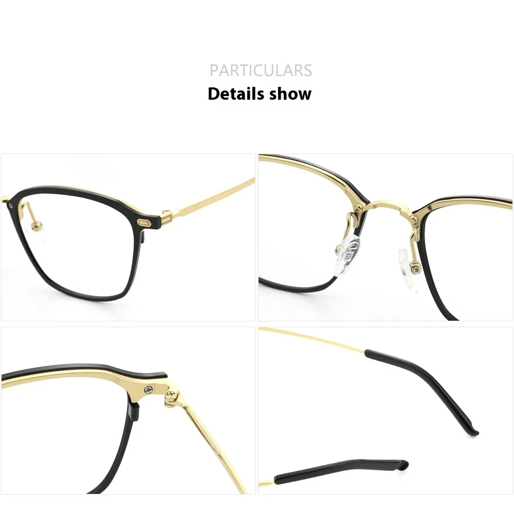 Pure Titanium Vintage Small Square Fashion Glasses Classic Business Advanced Black Men PC Lens Blue Light Filtering Sighted Eyes