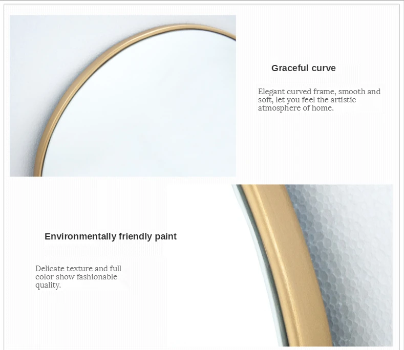 Wholesale Oval MDF Carved Decor Large Wall Mounted Gold Framed Mirrors for Livingroom