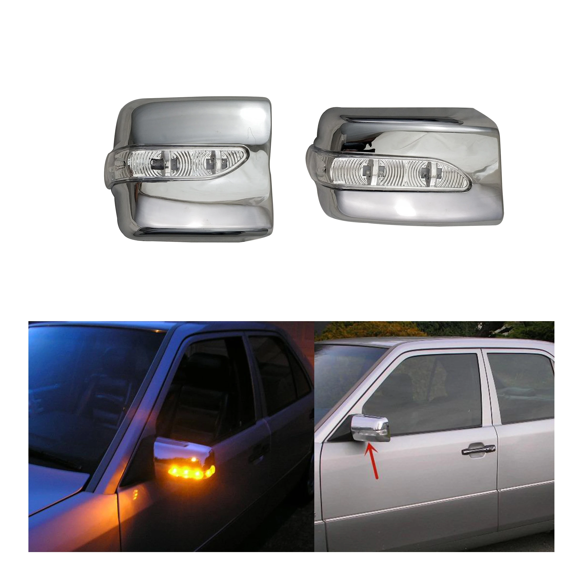 car accessories 1986-1994 For BENZ W124 ABS Plastic Door Mirror Cover with led Car chrome Accessories Rear view mirror trim