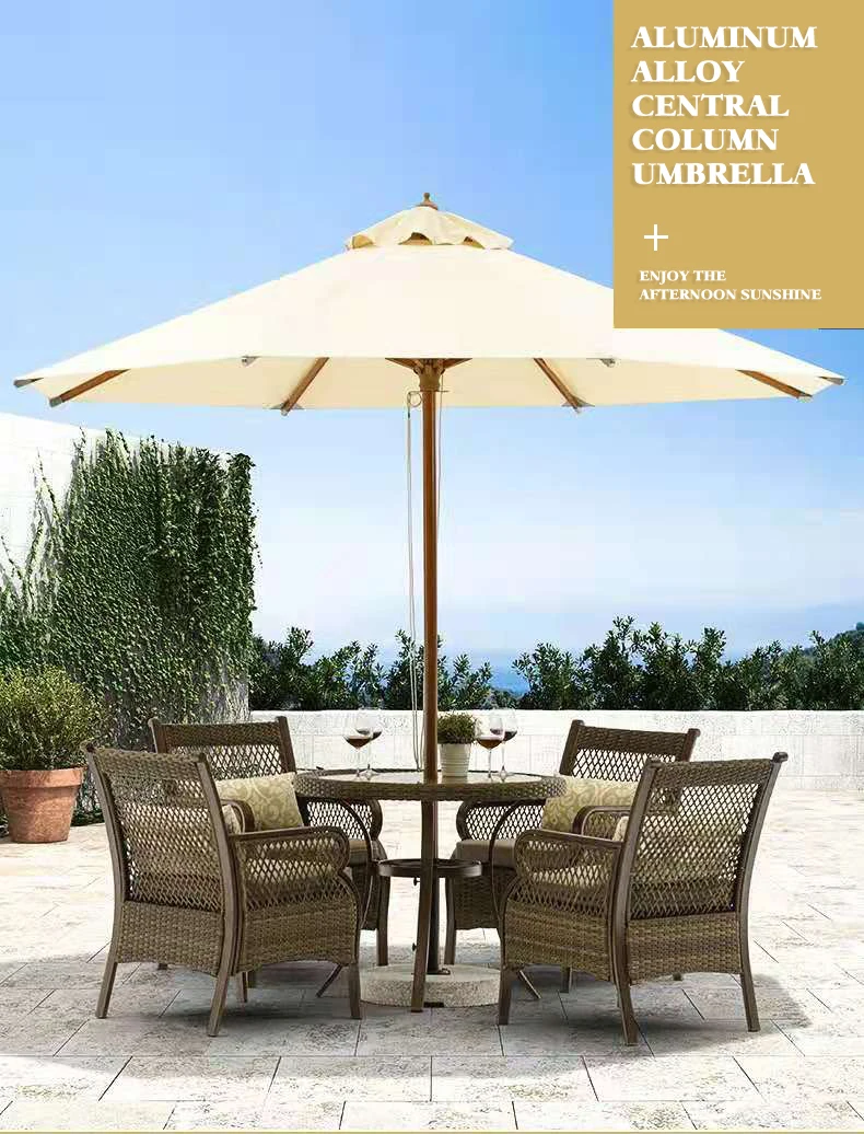 Hot selling good quality wooden pole umbrella sun beach restaurant wood patio umbrella