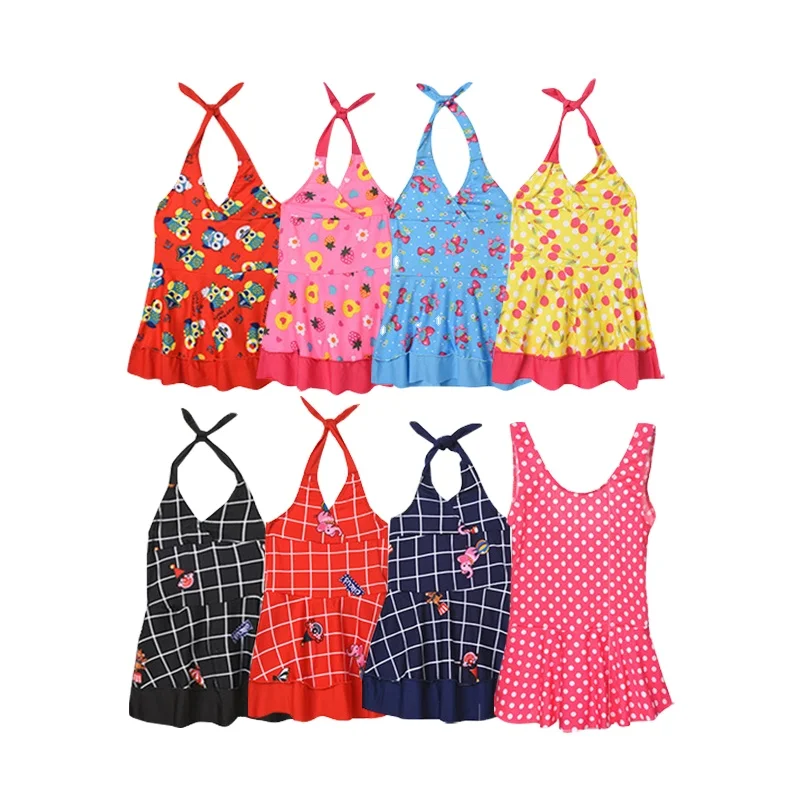 Wholesale Polyester Printed Princess Sleeveless Cute Swimsuit Kids Girls One Piece Swimwear