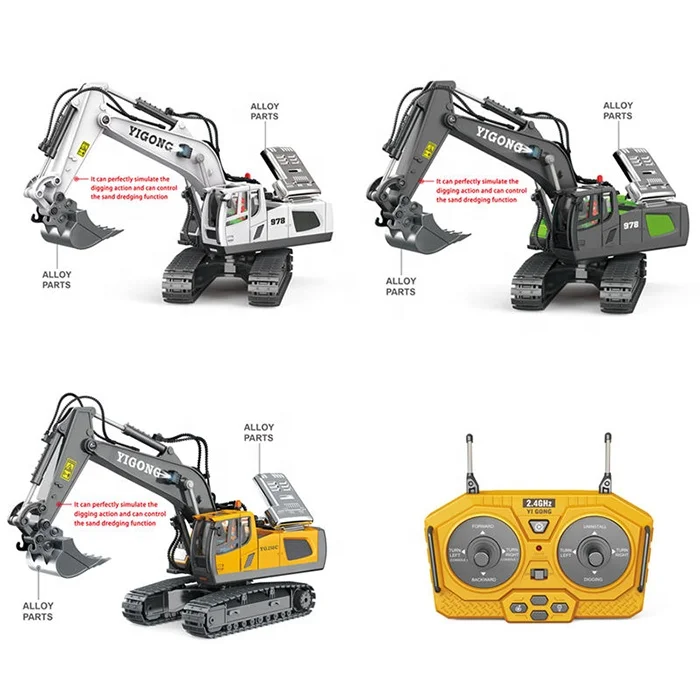 2.4ghz 1/20 Metal Alloy mini Remote Control Excavator yingong rc control construction engineer machine Vehicles Rc toy Truck