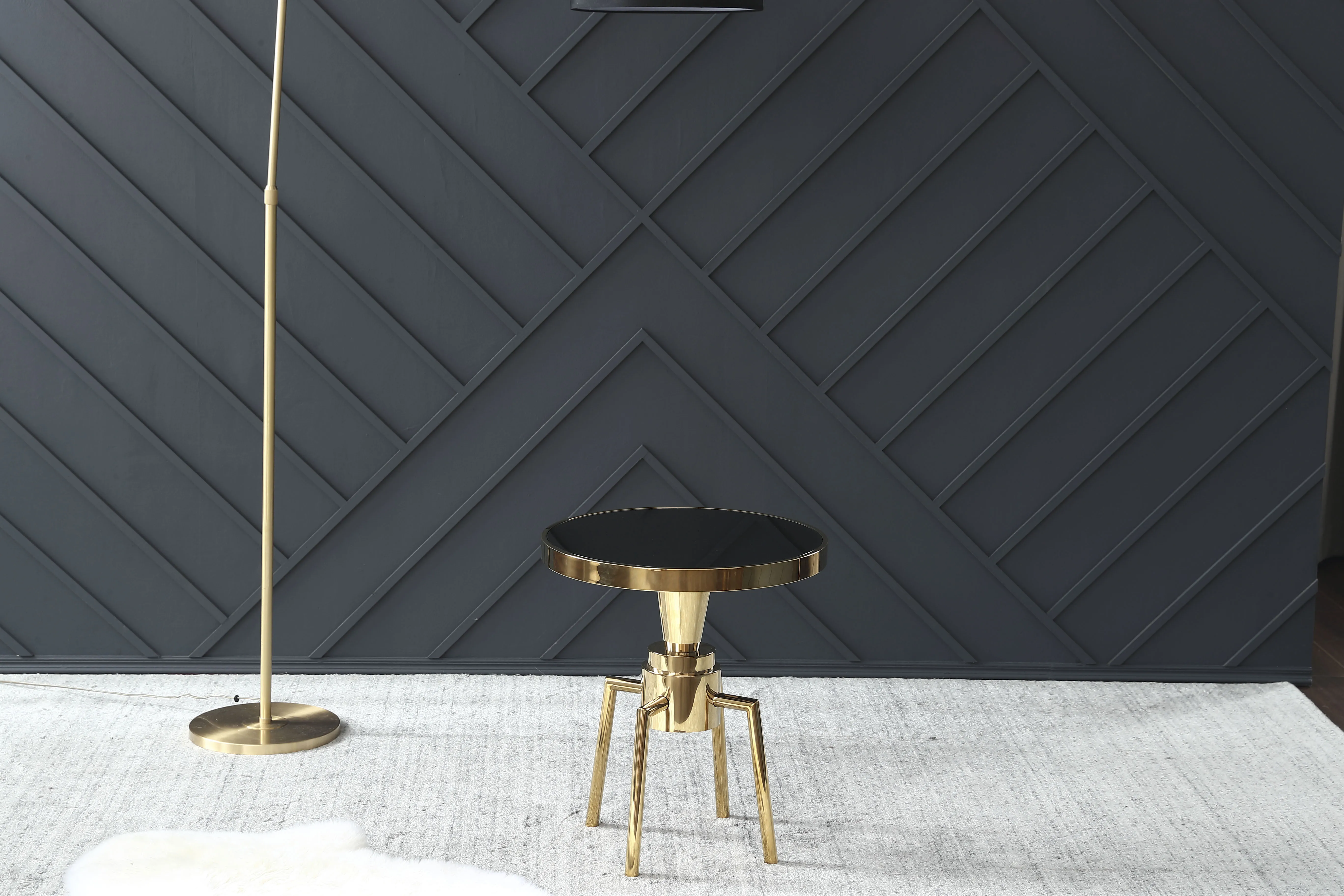 
Elegan White Marble Coffee Table With Golden Tray/ American Modern Living Room Furniture Side Table New Design End Table 