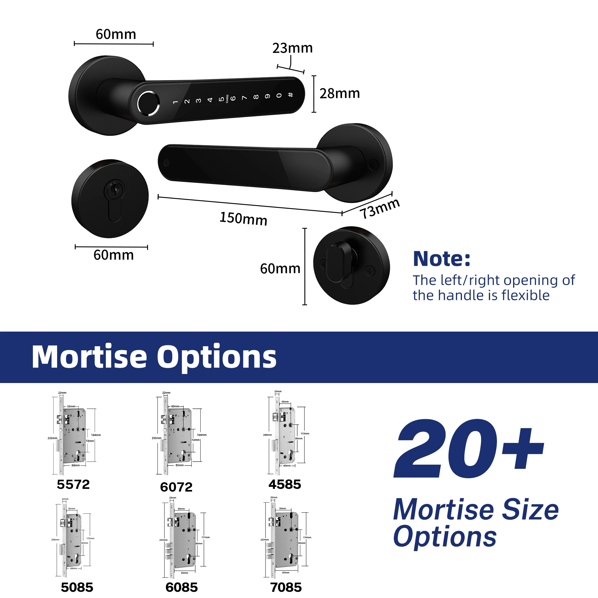 Liliwise Tuya TTLOCK Intelligent Biometric Lock Smart Handle Lock Fingerprint PIN Code Lock with European Cylinder with Rosette