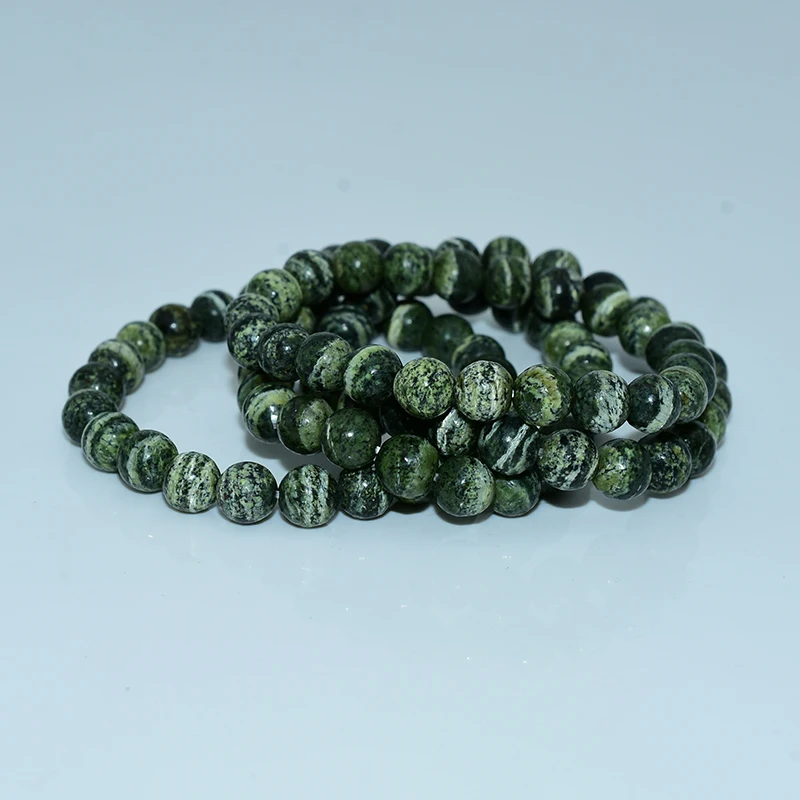 Vintage Style Green Zebra Jasper Beaded Bracelet 6/8/10mm Sizes Wedding Engagement Buddhism Party Fashion Jewelry Gift