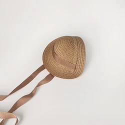High quality Cute little French straw garden  hat and the material is straw and polyester Doll Girl Straw Hat