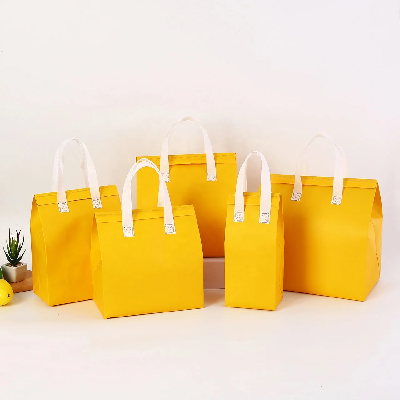 Customized Heat Seal Ultrasonic Welding Insulated Lunch Non Woven Bag Lamination Reusable Take Away Cooler Bags