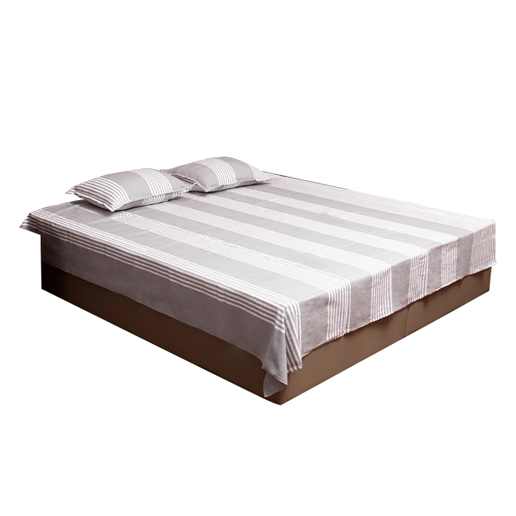 Factory Directly Wholesale Bed Sheet Sets Twin Denim Bed Sheet Grey-And-White Striped Double Sheeting