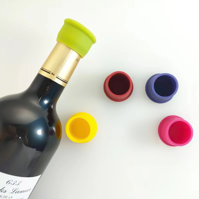 Reusable Silicone Wine Stoppers Glass Bottle Covers Champagne Saver Corks Leak Proof Wine Cap for Keep Beverage Fresh Sealed