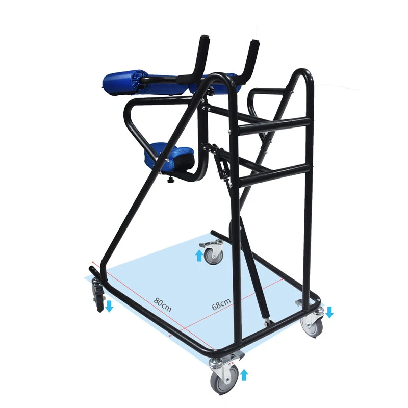 Hemiplegia Walker Stand Frame with Seat Wheel Rehabilitation Device Folding Height Adjustable Lower Limb Disabled