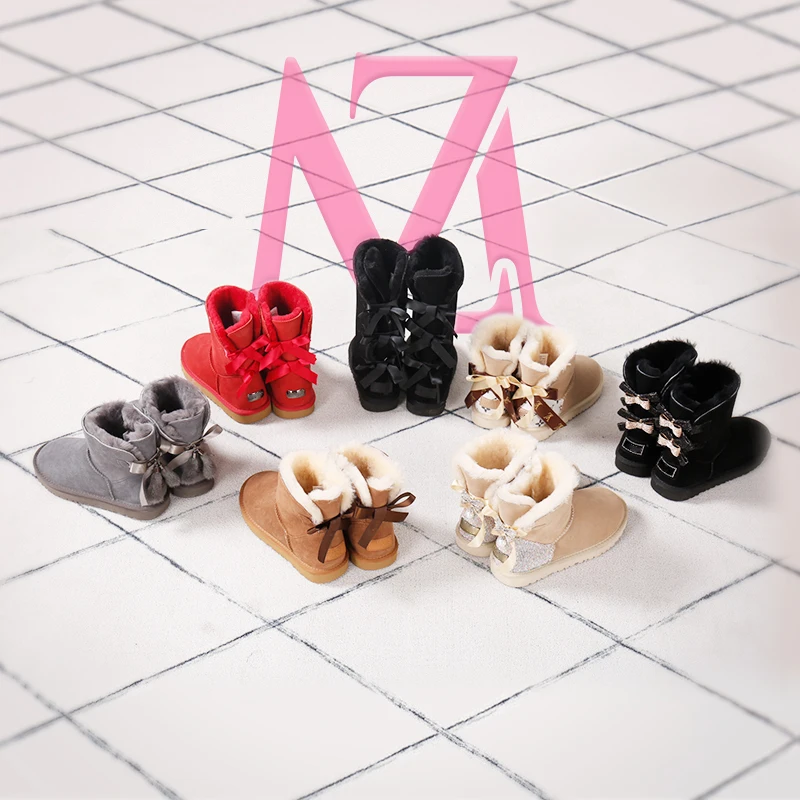 USA 2020 waterproof real Australian sheepskin fox raccoon fur lined winter snow boots shoes for women kids children