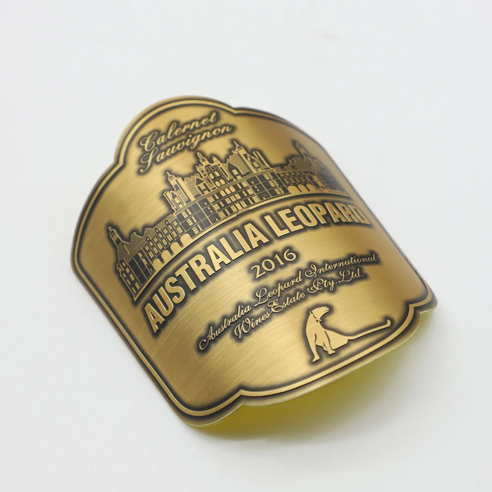 
Custom aluminum printing nameplate brand logo metal plate sticker for wine bottle 