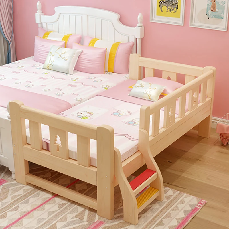 Solid Wood Furniture Kids Cot Modern Bedroom Bed Children Single Beds Pine Baby Cribs