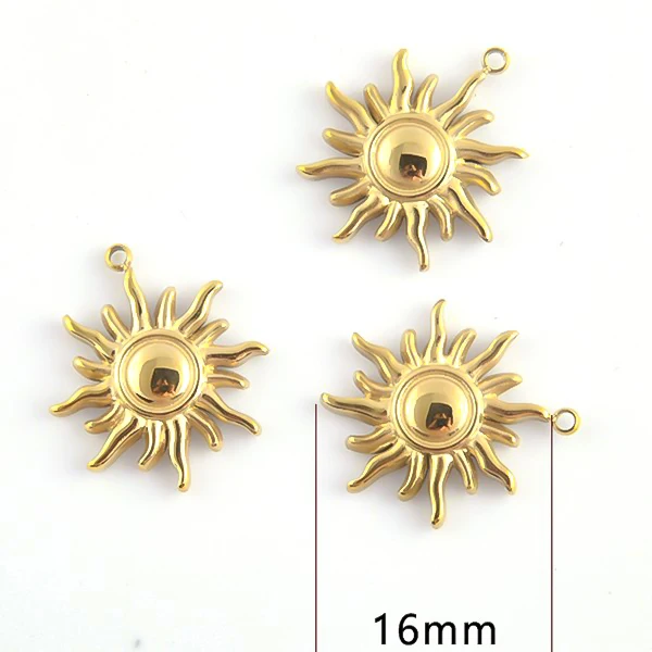 Stainless Steel Jewelry Sun Pendant Jewelry Supplies Making Accessories 18K Gold Plated Accessory for Women