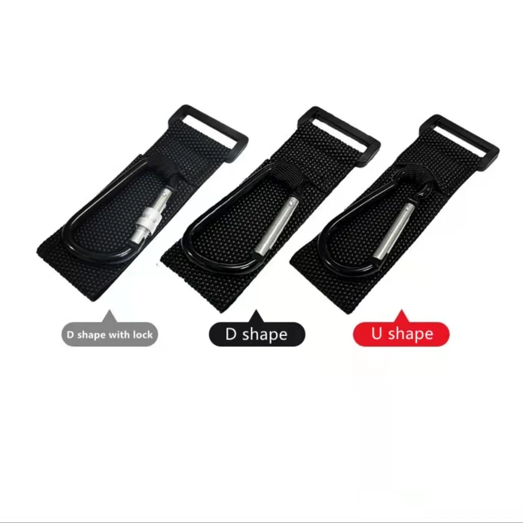 Portable low price carabiner wholesale U shape hook keychain with magic strap load weight 40kg climbing carabiner