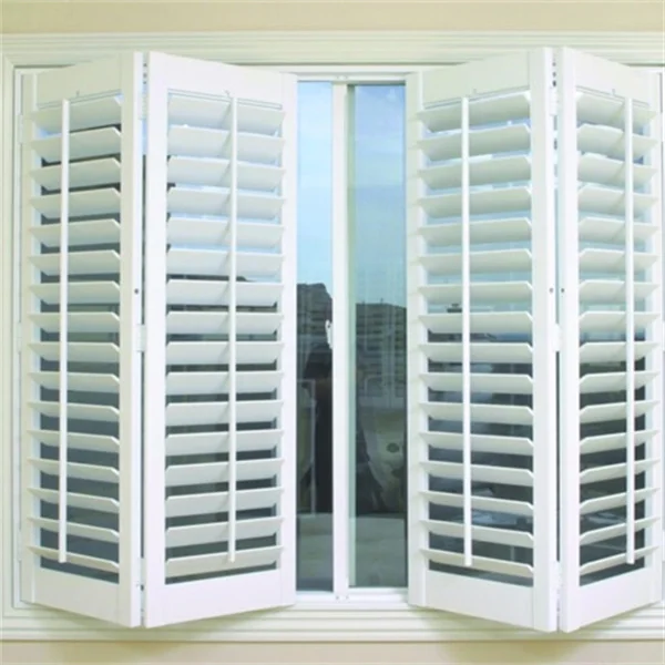 Factory custom wooden or PVC blinds white colour louver plantation shutters folding outdoor security interior decoration shutter