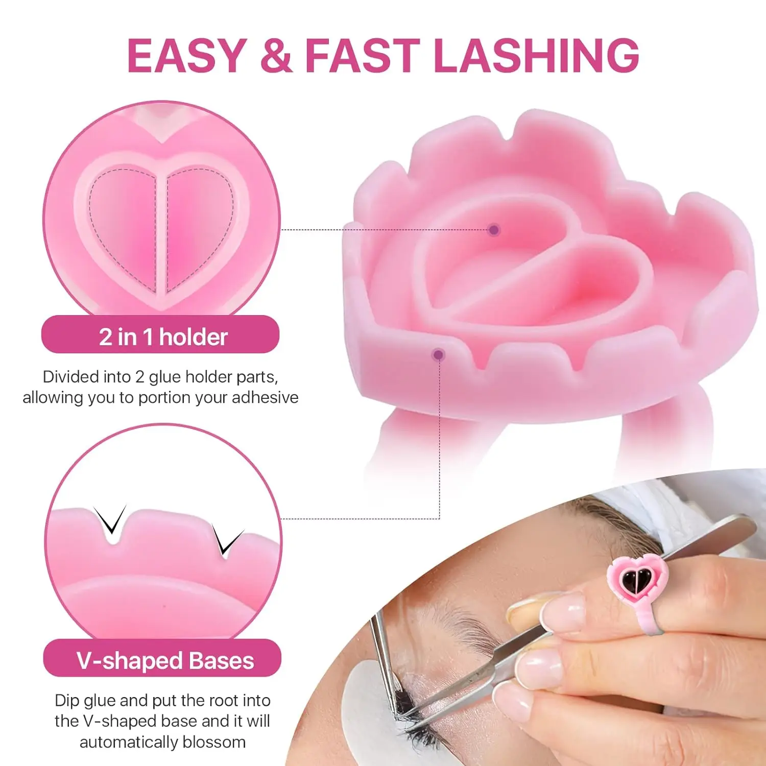 Wholesale Cheap White Plastic Glue Ring Various Size And Styles Lash Glue Ring Custom Package Glue Ring For Eyelash Extension