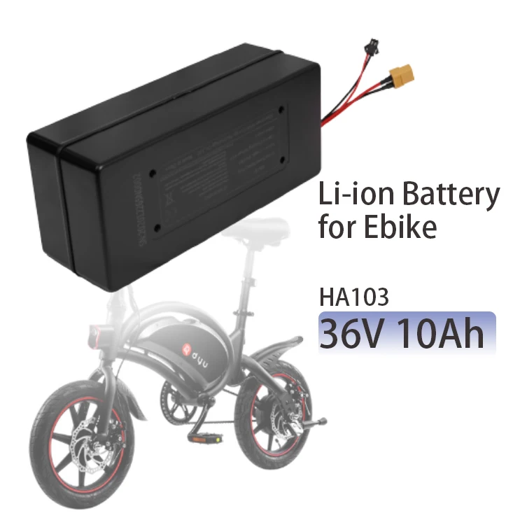 Dyu Electric Bike Battery Pack [EU Stock]ha103 36v10.4ah Lithium Battery 18650 Li Ion Cell 36 Volts 205*75*90MM 800 Times Black