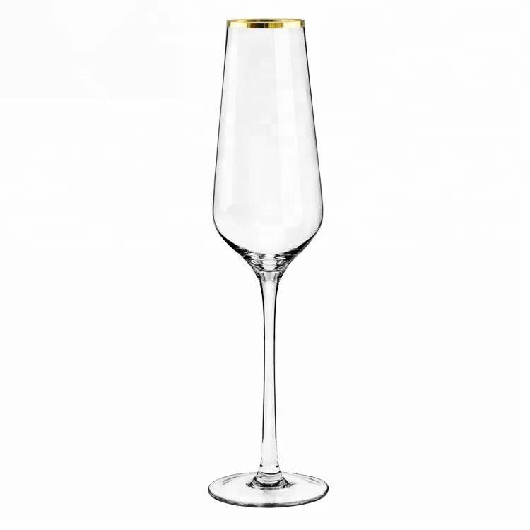 Wholesale antique gold rim champagne wine  glass goblet for wedding