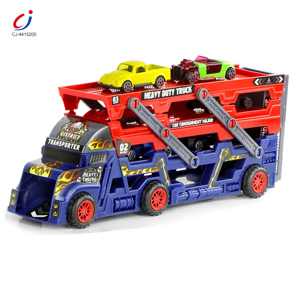 Chengji container toy metal truck toy hot sale scale three layer folding sliding catapult alloy cars pick up truck toy