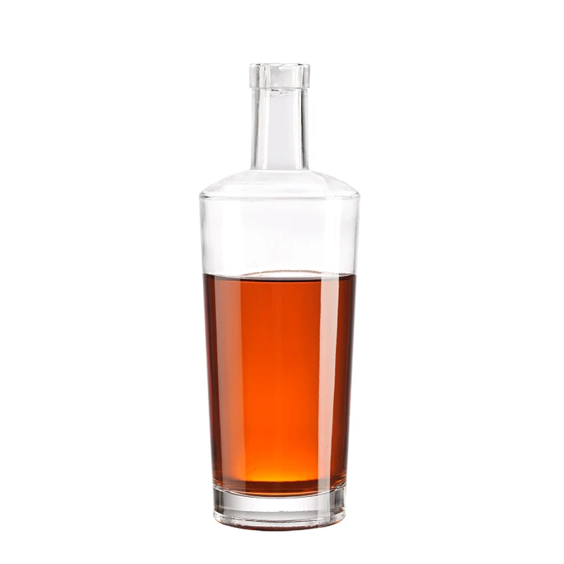 Wholesale 750ml Flint Crystal Round Vodka Whisky Tequila Rum Gin Brandy XO Liqueur Juice Sauce Spirits Liquor Glass Bottle
