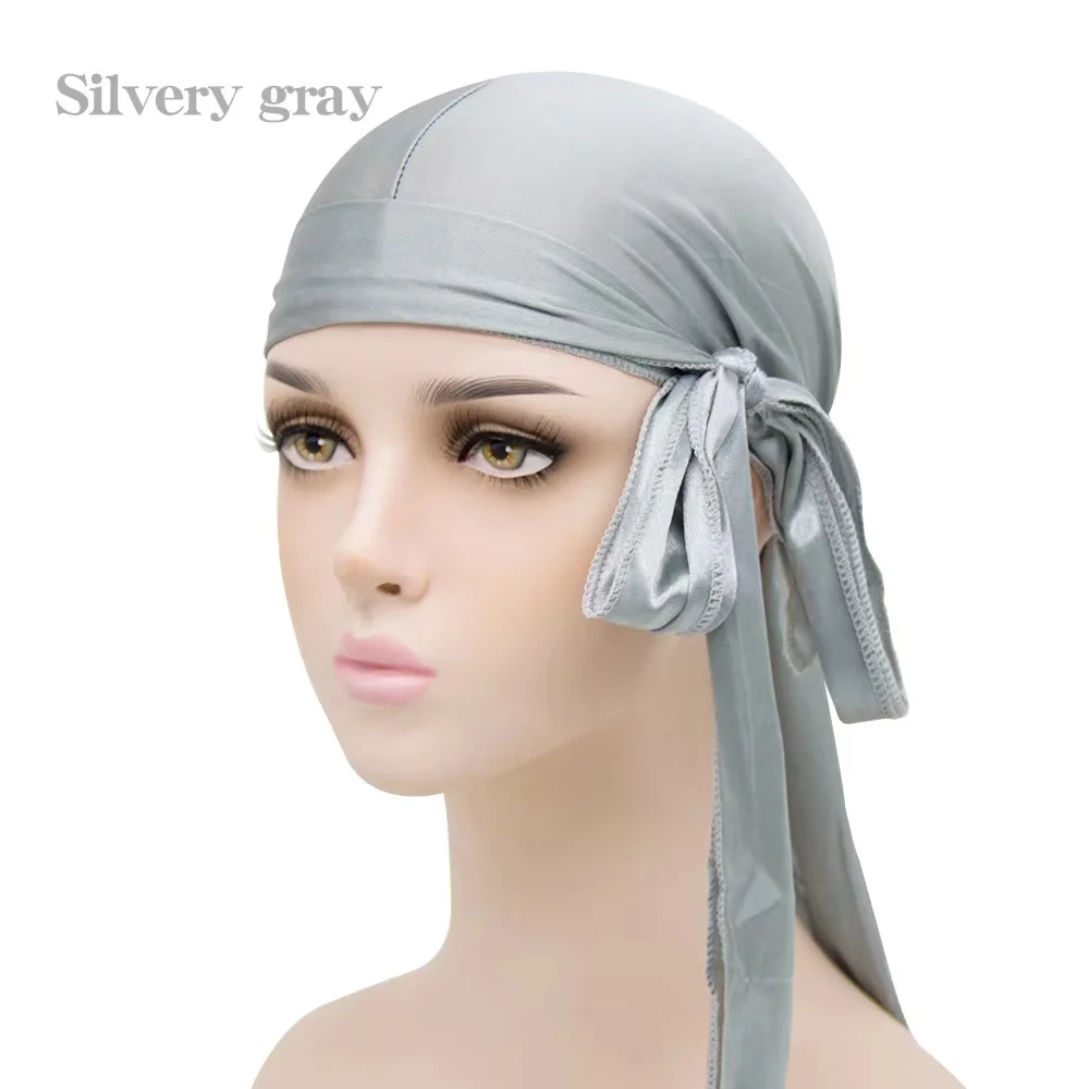 Fashion Silky Long Tailed Pirate Hat Hip-Hop Bandanas Doo Rag Turban Waves Cap Headwear Hair Accessories