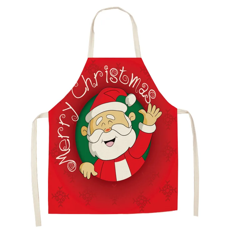 Christmas Snowman Santa Claus Pattern Antifouling Apron Home Cooking Kitchen Oil Proof Apron Chef Clothes
