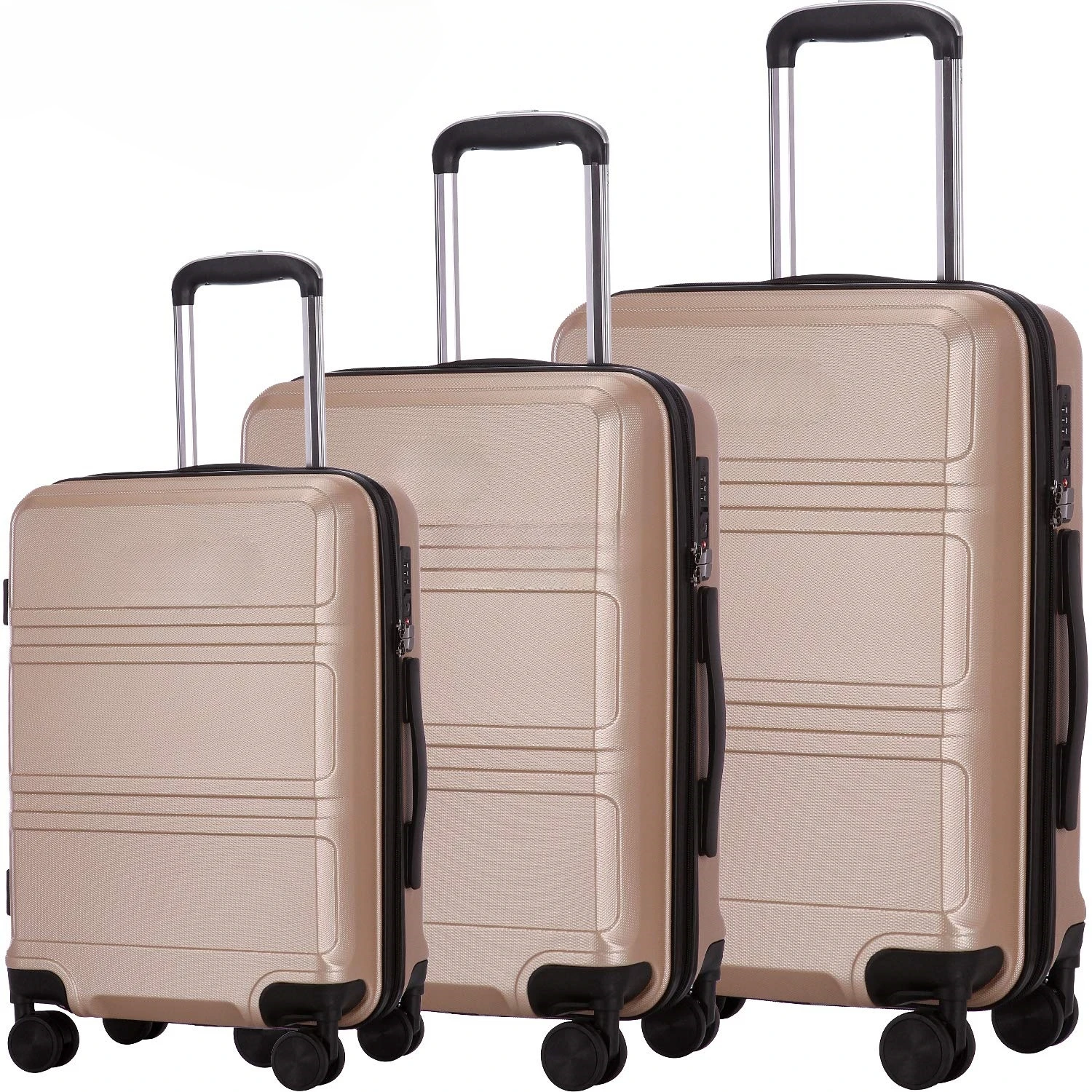 Top Sale travel 3 pieces ABS trolley suitcase set/luggage with wheels abs trolley bags