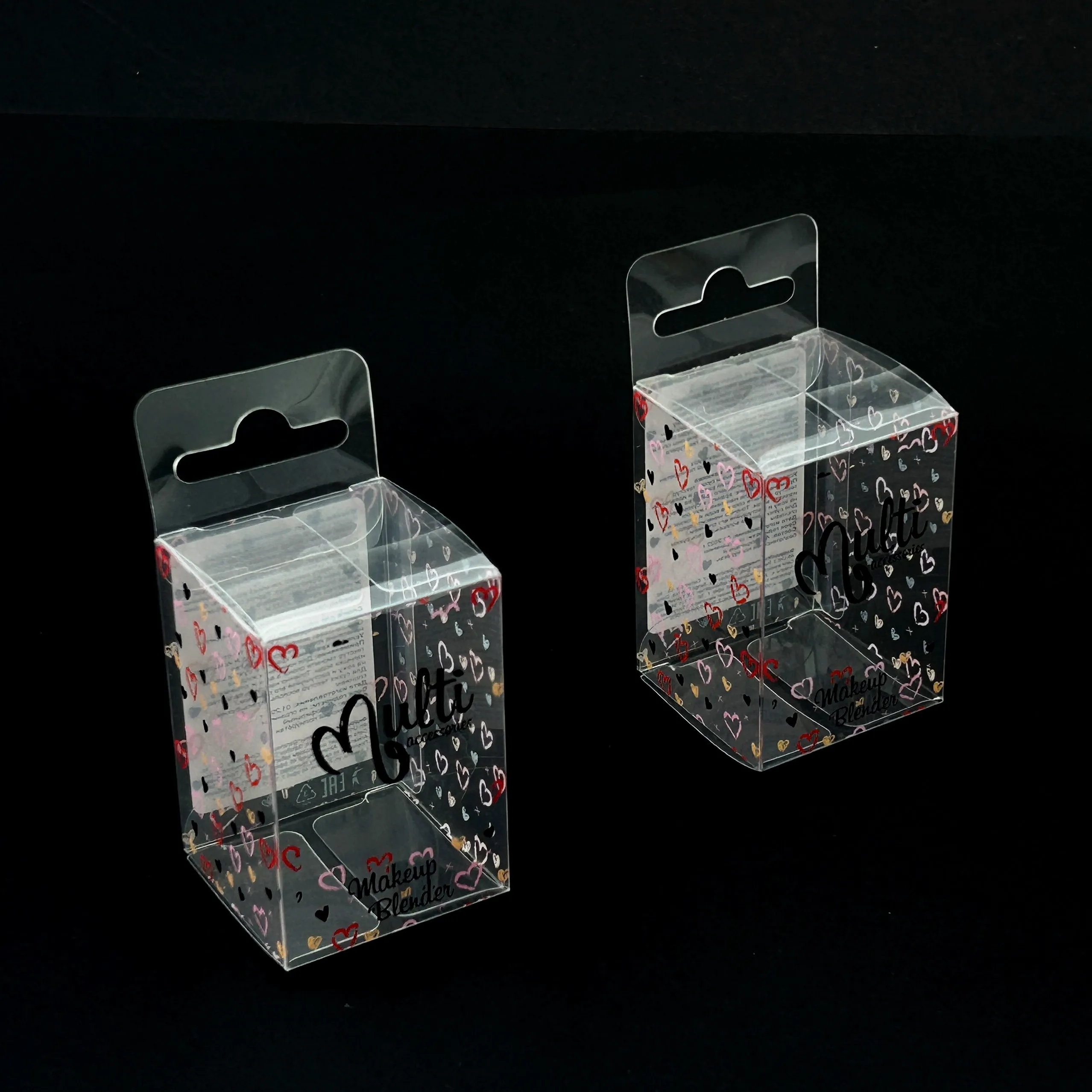 Cosmetic beauty blender sponges PVC PET PP plastic packaging box custom printed clear transparent boxes