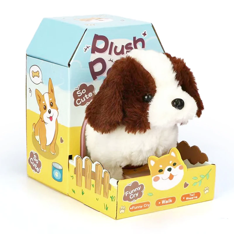 Custom Electronic Plush Puppy Dog Toy Simulation Stuffed Animals Barking Walking Interactive Preschool Educational Toy