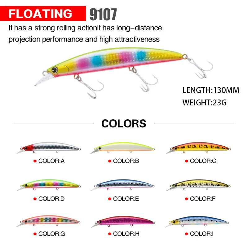 New 110mm/19g 130mm/23g Fishing Lure tackle jerkbaits long shot Floating water Minnow Hard Bait crank umpan