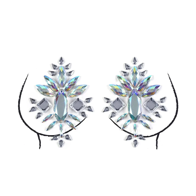 Sexy Chest Jewels Temporary Tattoo Sticker 3D Stage Rhinestone Flash Tattoo Adhesive Face Jewel Chest Gem Body Paint