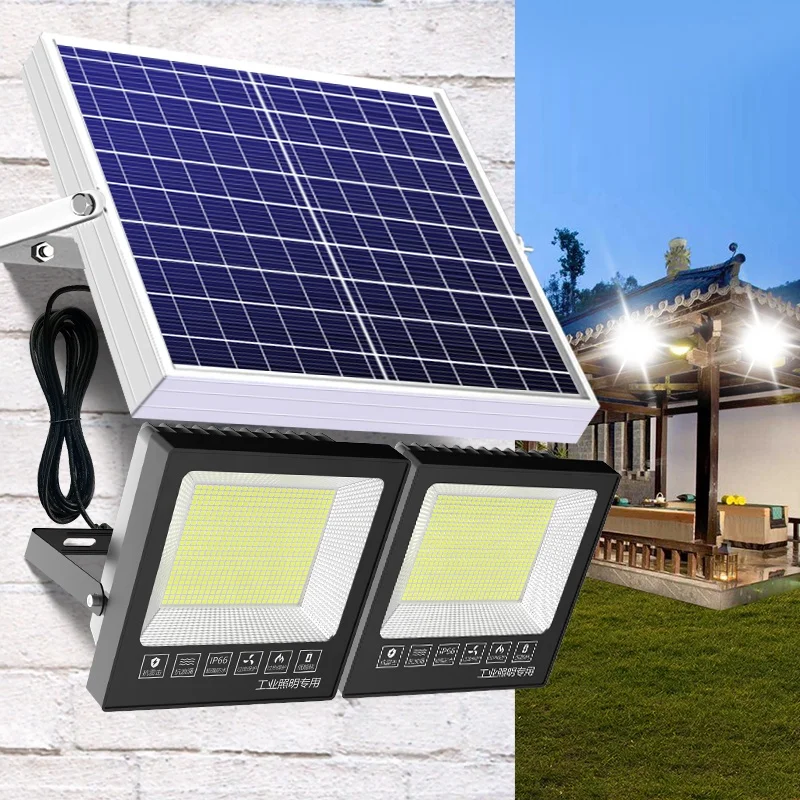 MeiCheng 100 Watt Led Flood Lights Electric Quantity Indicator Waterproof Ip65 50W 200W 300W Solar Lamp With Remote Control