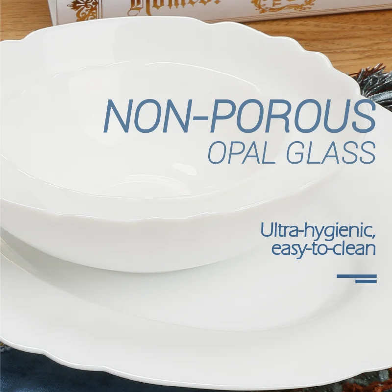 10.5 Inch Unbreakable Flower Shape Dinner Plate Opal Glass Wedding Hotel Buffet Dinner Plate Dish