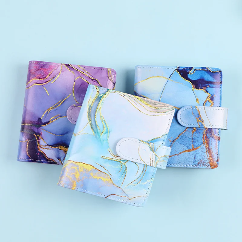Hot Selling 6 Ring Colored marble Leather Organizer Planner A7 Wallet Binder with Envelopes Stickers Available