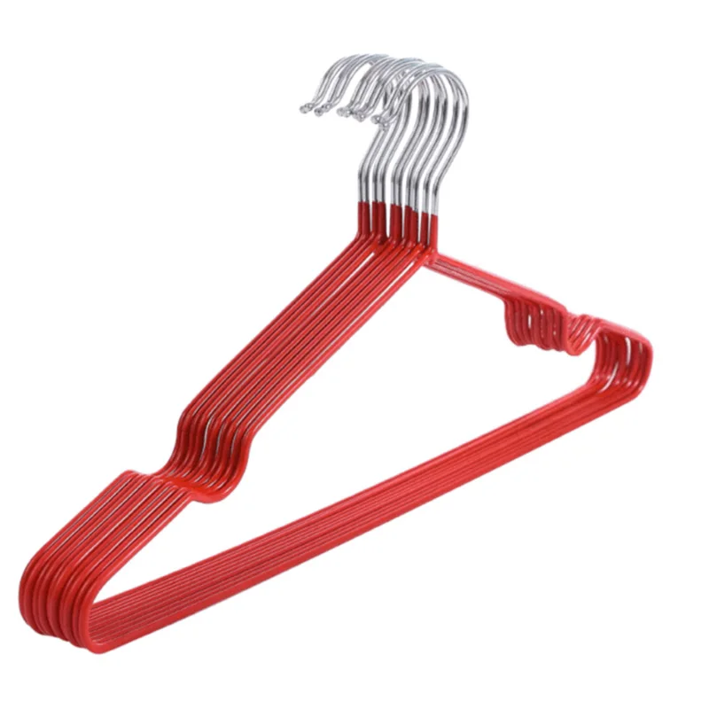 Wholesale Colorful Wire Non Slip Space Saving Pe Pvc Coated Metal Hanger Luxury Metal Garments Metal Hangers For Supermarket
