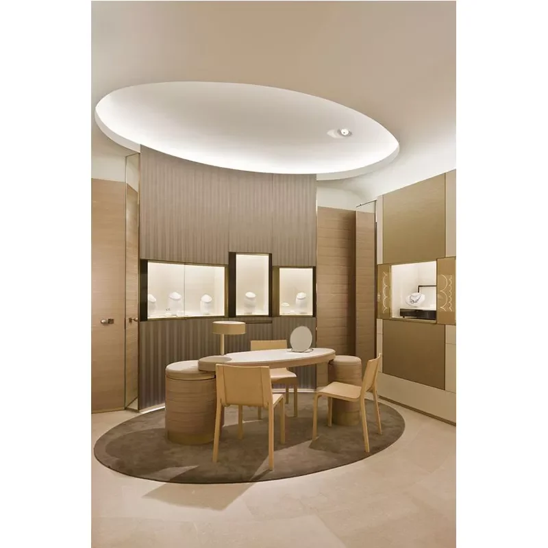 LUX Custom Made Modern Jewellery Showroom Counter Stainless Steel Floor Standing Jewelry Cabinet Store Furniture Showcase