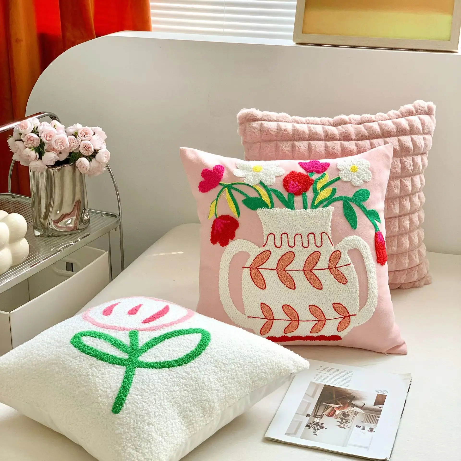 INS beautiful high quality peach skin colorful bedroom office hotel sofa  pillowcase