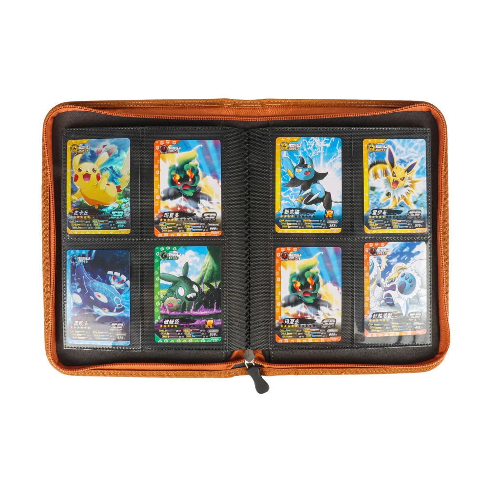 Custom PU Leather 4 Pocket Card Binder Protection Album For Standard Cards MTG Yugioh Game Zippered Trading Game Card Binder
