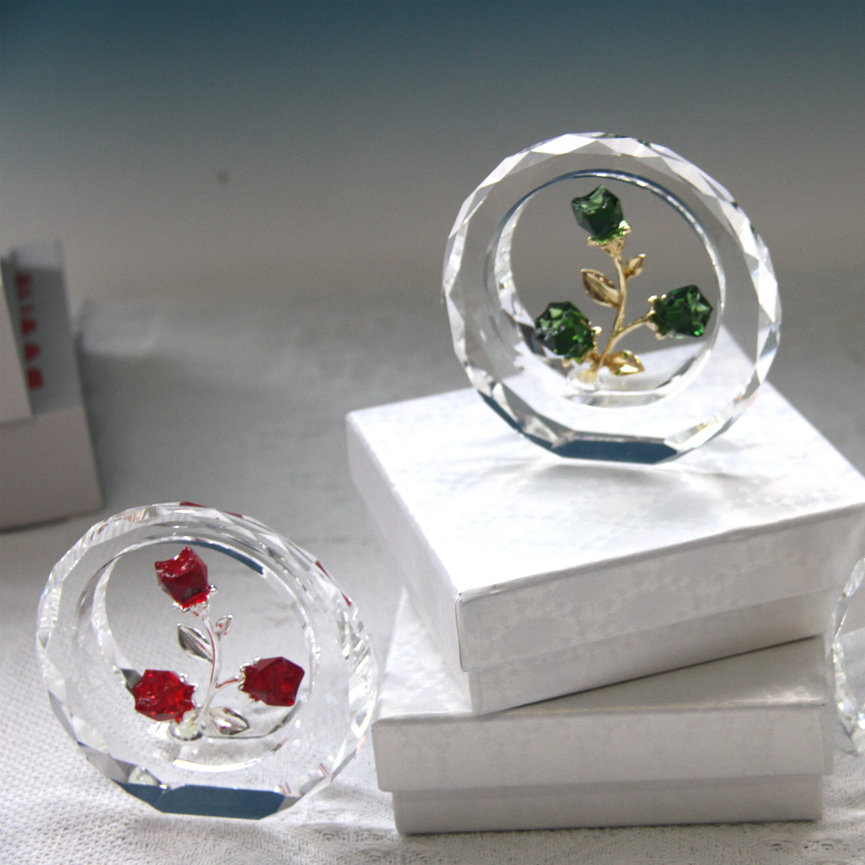 New Honor of Crystal Ornaments Blooming Flowers and Full Moon Crafts Bud Crystal Flower For Decoration