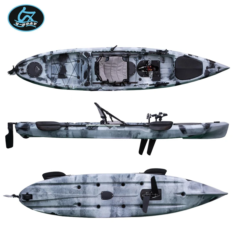 U-boat new design 12ft pedal kayak single seat fishing kayak with paddle