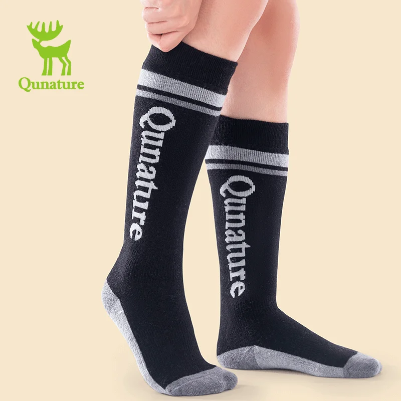 Qunature Winter wool Ski Socks Kids Warm Thermal Snowboard Skating Ski Socks for Kids letter Pattern Ski Sock