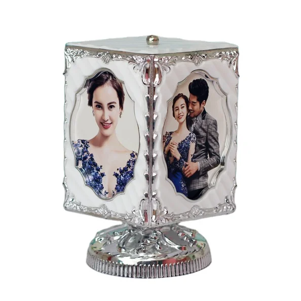 Creative 5 inch rotating clockwork music box PVC photo frame wedding photo frame